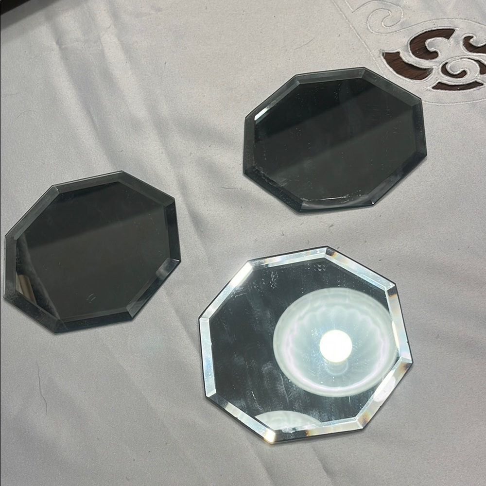 Wedding or other Elegant Octagonal Mirror Set Of 3 - Silver